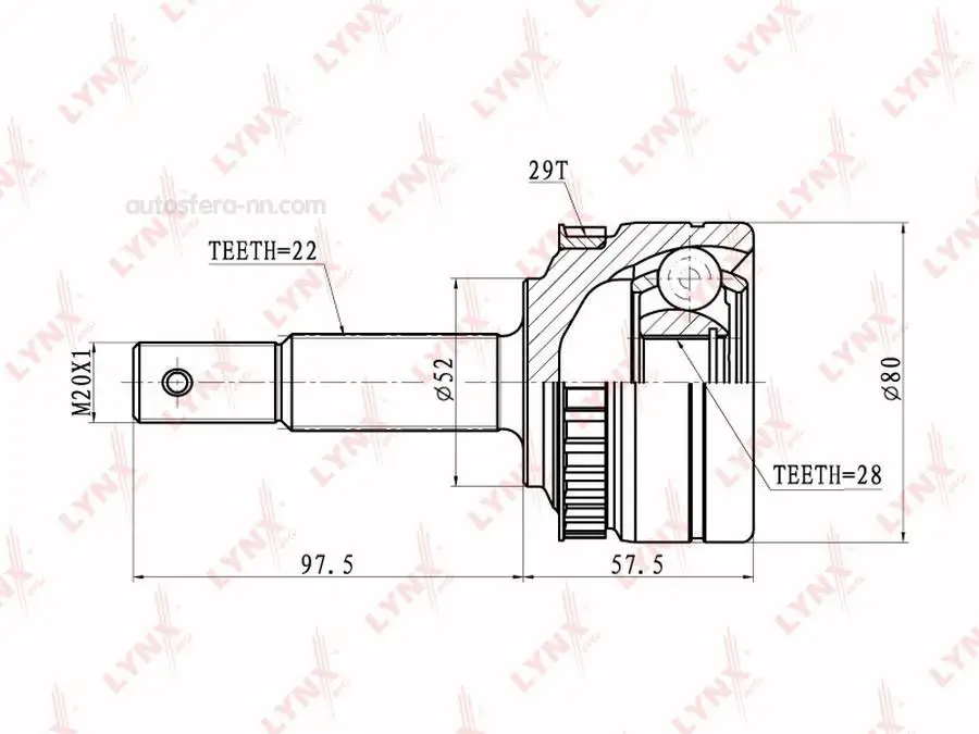 LYNXAUTO CO5918 ШРУС наруж комкт |