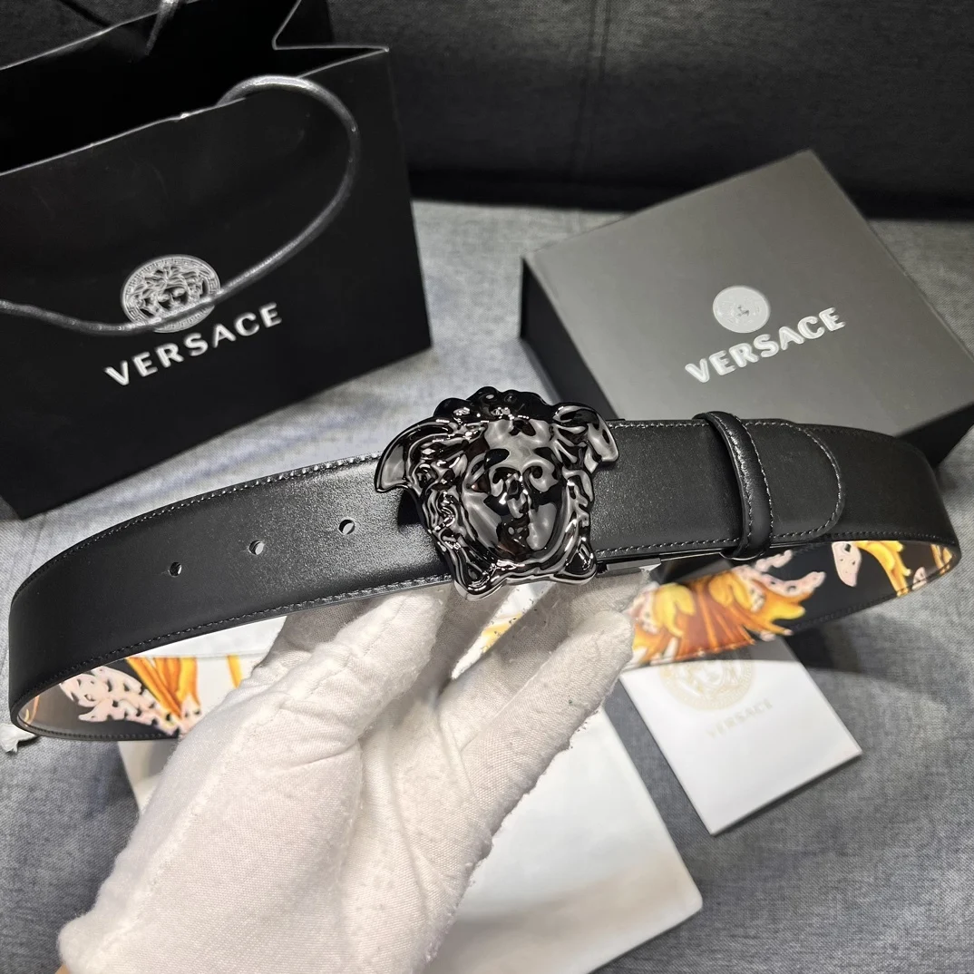 ln Стиль Ремень Versace Новый Высокое Качество Saffiano кожа Бондаж Принт 3D Medusa Пряжка