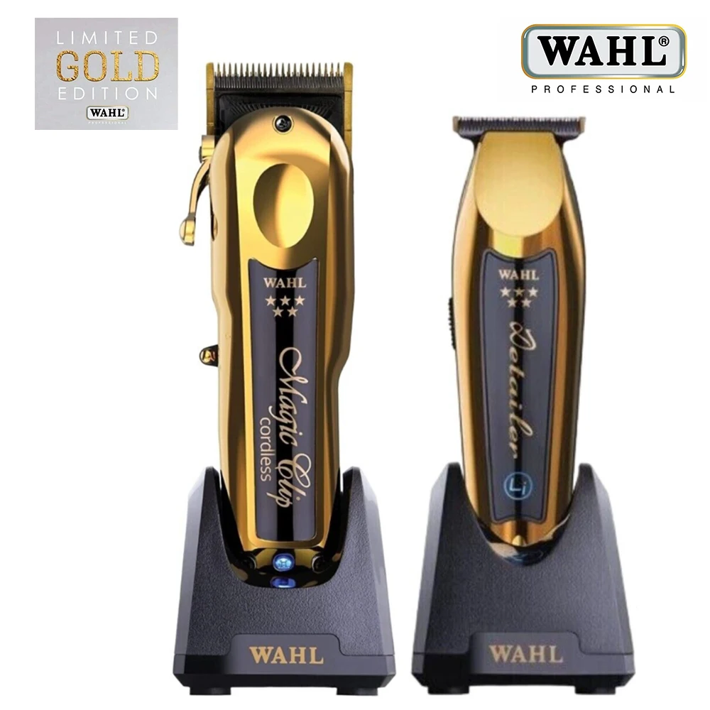 Wahl 8148 Professional 5 Star Cordless Magic Clip Hair Clipper Detailer® Li Hair Trimmer Golden Edition with a Charge Stand