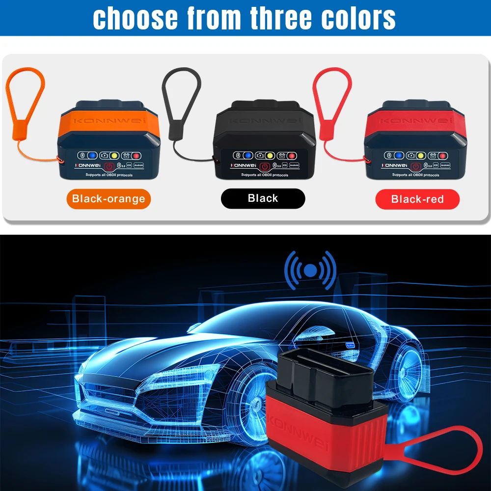 KONNWEI KW905 ELM327 V1.5 OBD2 диагностический инструмент Bluetooth 5,0 для AndroidIOS ELM 327 OBD 2 автомобильные сканеры считыватель кодов ﻿ (art.: 3920cd722f792) - 3920cd722f792