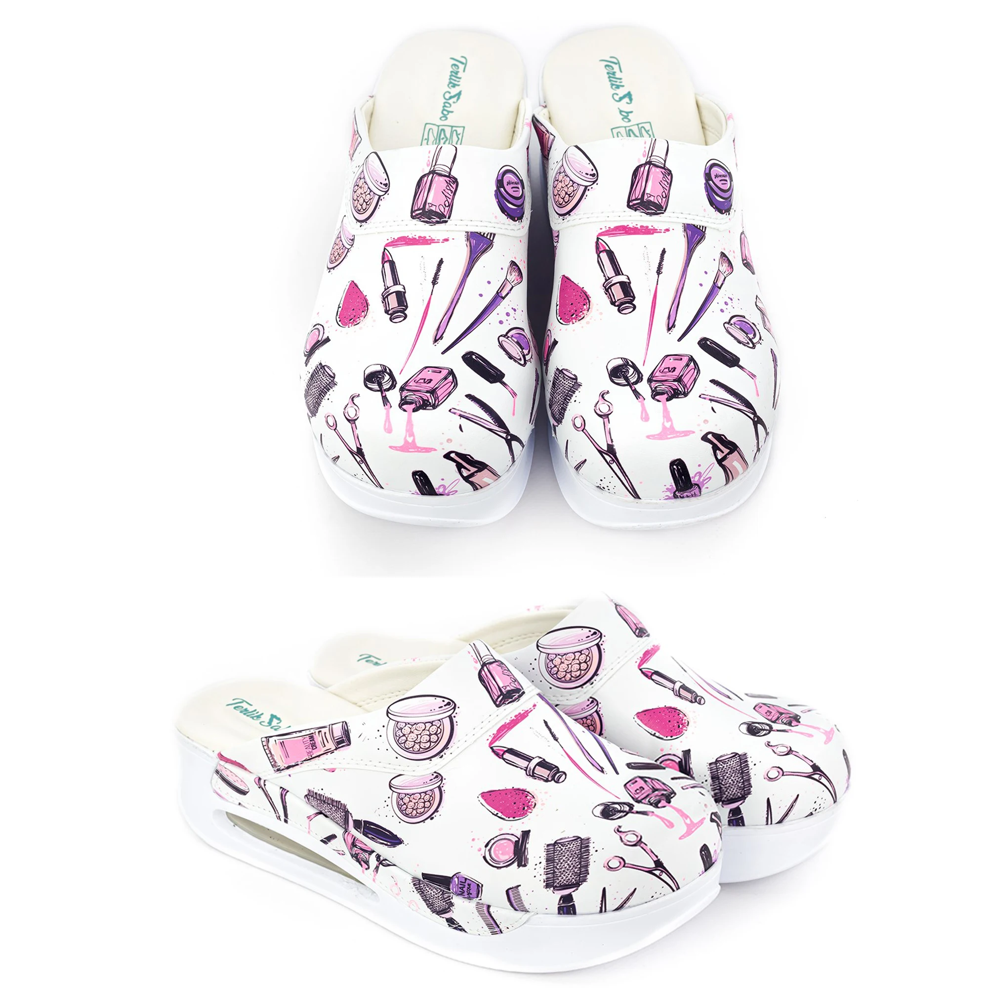 

Cosmetic Themed Sabo Non-Slip Sole Unisex Nurse Dentist Doctor Women Hospital Garden House İndoor Outdoor Slippers Clogs
