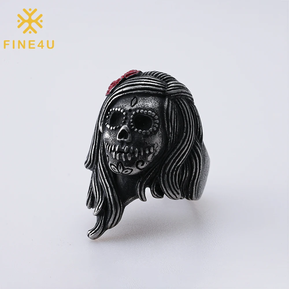 Винтажное кольцо с черепом и скелетом из нержавеющей стали, размеры 7-13