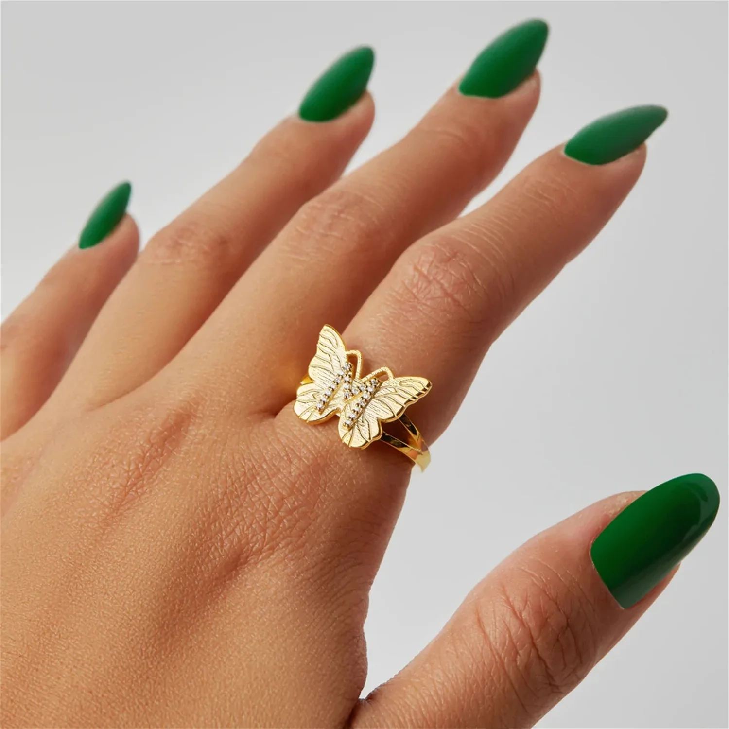 

The Butterfly Initial Letter Ring Custom A-Z Letter Rings 18K Gold Plated Adjustable Ring Stainless Steel Jewelry Gift For Women