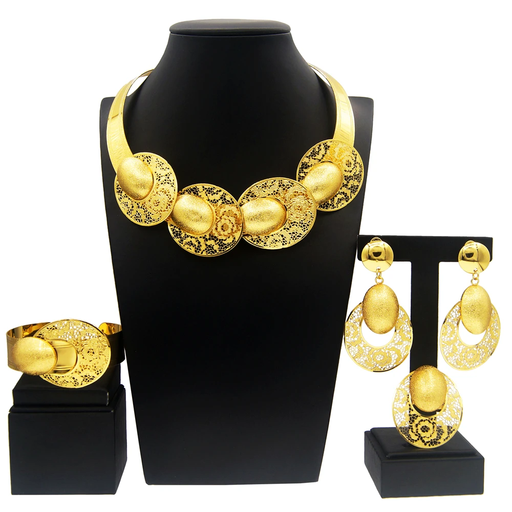 

Gold Necklace For Women Luxury Elegant Gold Plated Jewelry Design Nigerian Bride Bridesmaid Wedding Accessories Free Shipping Yl
