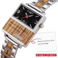 bobo bird wooden mens watches rectangle quartz wristwatches stylish chronograph custom name logo with gifts box dropshipping