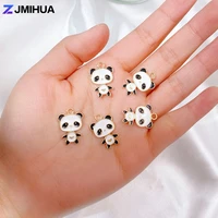 10pcslot cute panda charms enamel metal fruits animal pendants for diy jewelry making earrings necklaces bracelets accessories