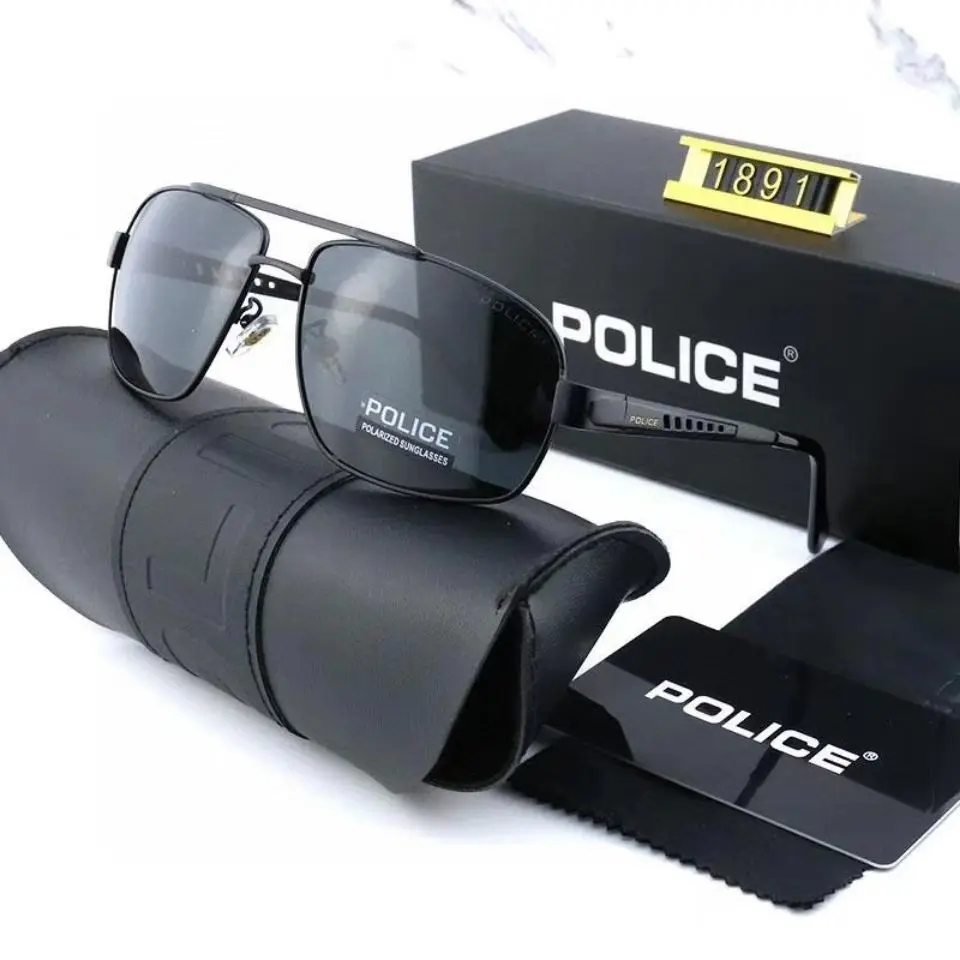 

POLICE Luxury Brand 2023 Polarized Sunglasses Men Retro Style Square Full Frames Brand Designer Oculos De Sol 1891