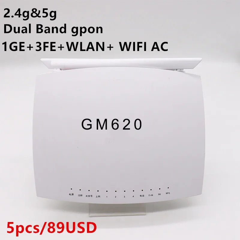 5 шт./лот GM620 onu gpon английская версия маршрутизатора Gpon Onu Ont 1GE + 3FE WLAN 2 4g &amp 5g WIFI AC