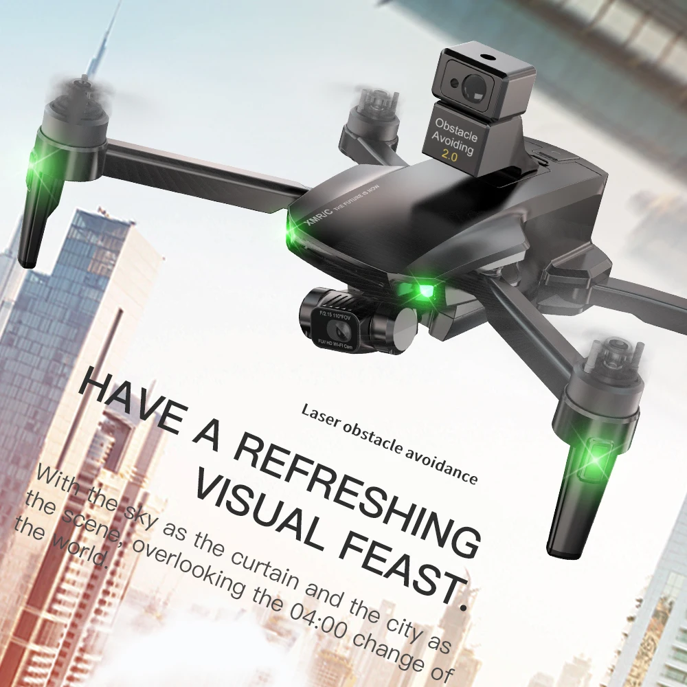 Профессиональный GPS-Дрон XMRC с 3-осевым стабилизатором EIS, обход препятствий и дистанционным управлением для взрослых-M9 PRO препятствия Avoi