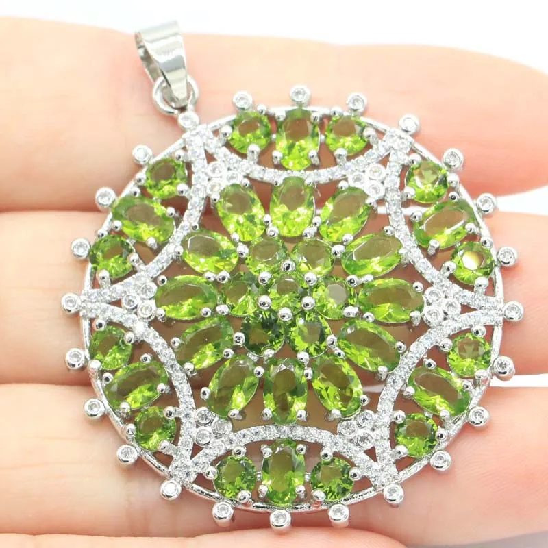 

40x13mm Gorgeous Created Pink Tourmaline White CZ Woman's Wedding Silver Pendant