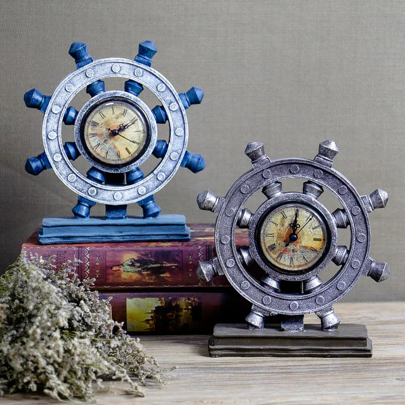 

Retro nostalgic industrial wind rudder living room office shop creative decoration decoration American clock shop decoration