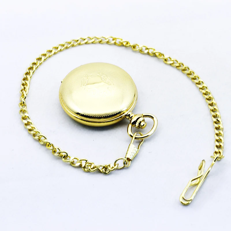 Luxurious Golden Window Grille Engraved Pocket Watch Mechacnical Hand-winding Men Women Pocket&Fob Chain Watches reloj hombre