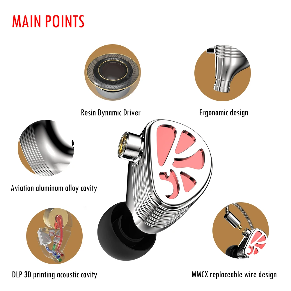 Металлические наушники BGVP THHIFI FACE 1DD + 2BA гибридные наушники-вкладыши с MMCX HiFi