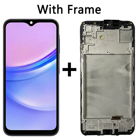 Дисплей Super AMOLED A15 для Samsung A15 4G SM-A155F ЖК-дисплей с цифровым преобразователем сенсорного экрана для Samsung A15 5G SM-A156B ЖК-рамка