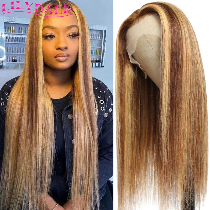 Brazilian Straight Highlight Wig Human Hair 13x1 4x1 T Part Lace Wig HD Transparent Lace Pre Plucked With Baby Hair Free Shippin