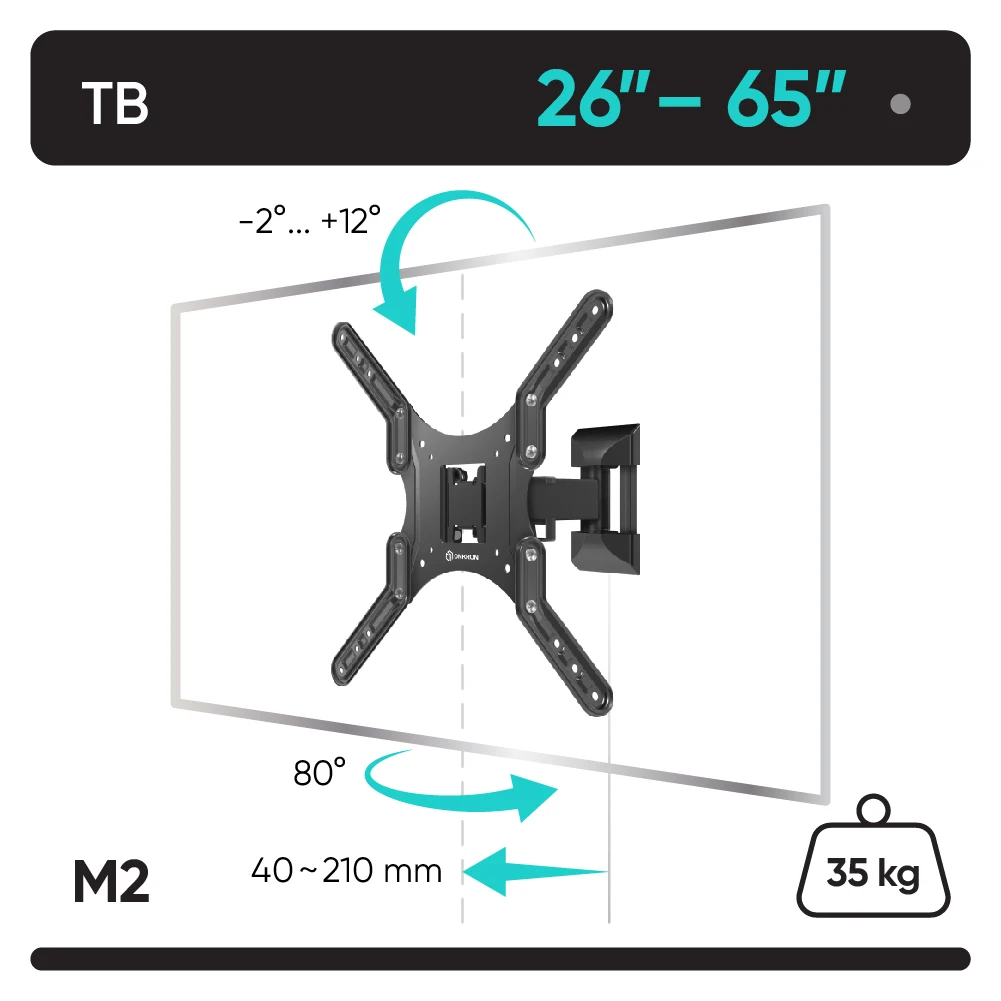 Кронштейн для телевизора 26&quot-65&quot настенный ONKRON M2 черный наклонно-поворотный