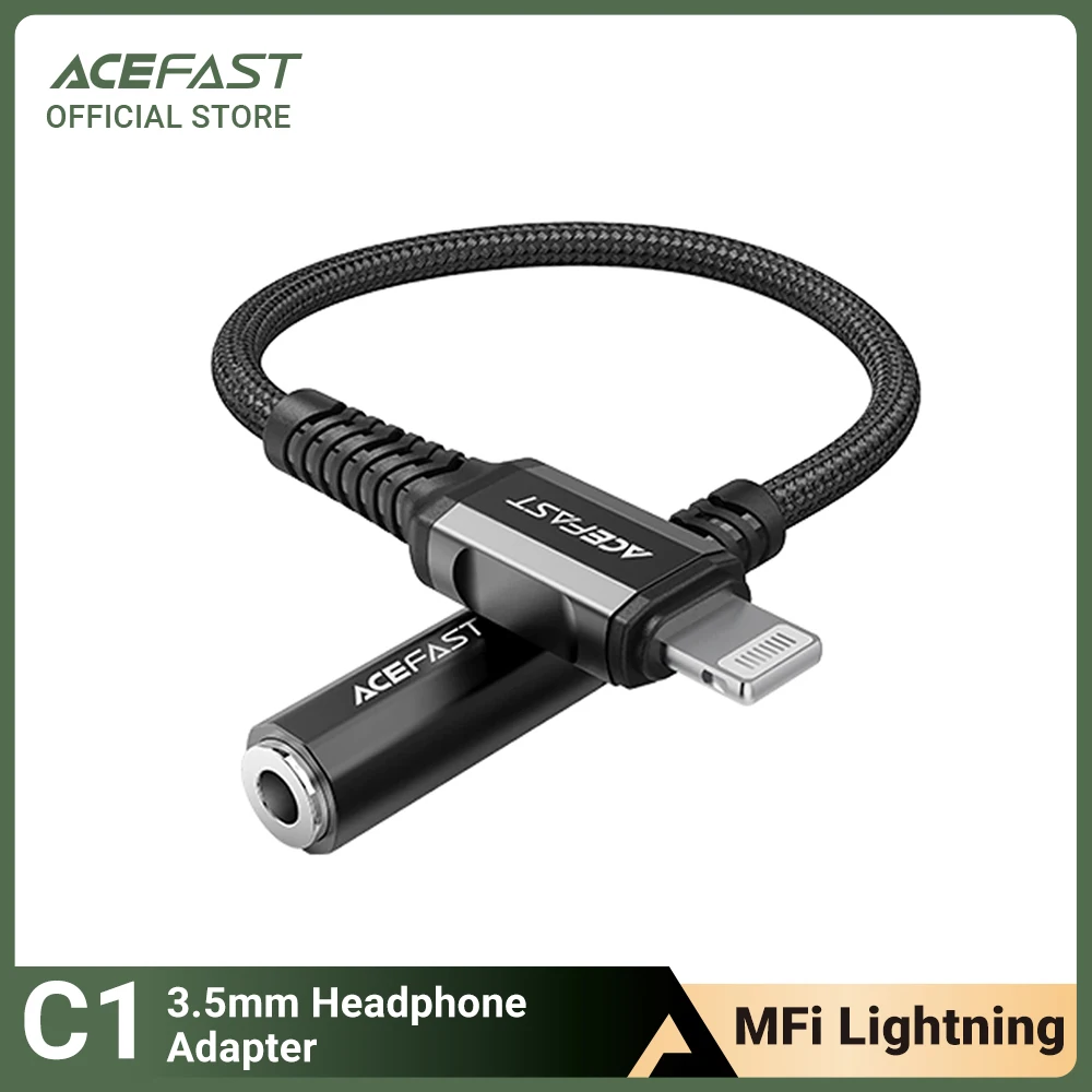 

ACEFAST MFi Lightning to 3.5MM Headphone Adapter For iPhone 12 11 Pro Max XS 3.5MM AUX Jack Earphone Converter For IOS Wire Cord