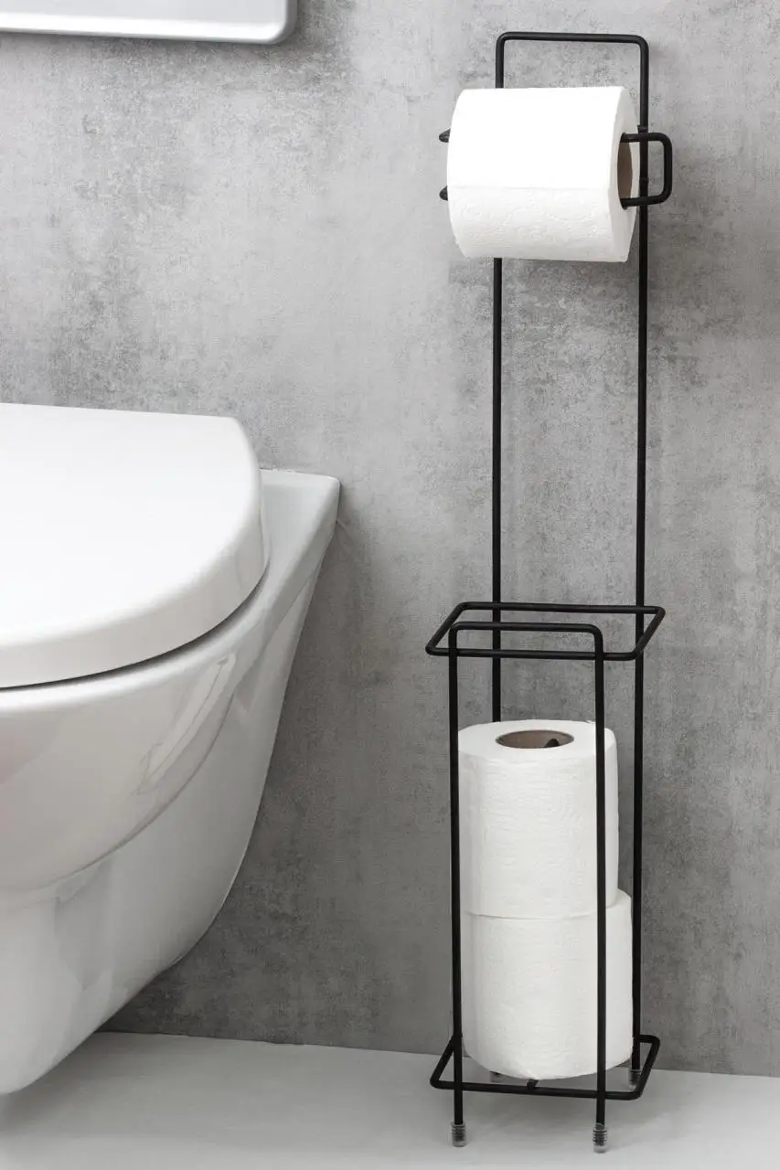

Metal Toilet Roll Holder Bathroom Accessories Black White Toilet Accessories Stylish Home Bathroom Decorations and Organizers