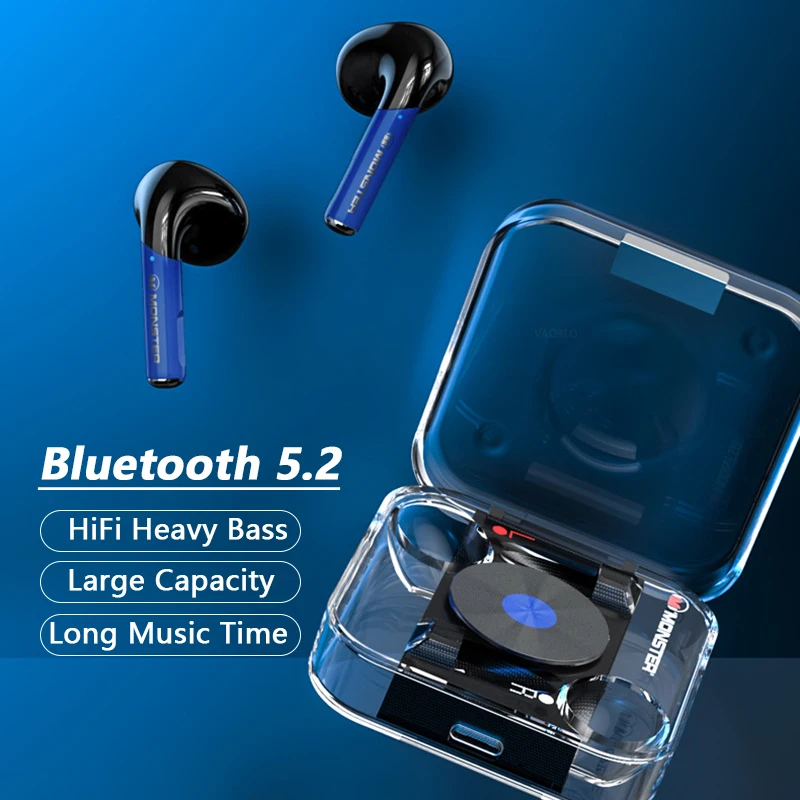 Original Monster XKT01 Wireless Bluetooth 5.2 Earphone TWS HiFi Music Wireless Headphones with Mic ENC Stereo In-Ear Earphone images - 6