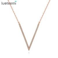 luoteemi new simple v letter shape pendant necklaces for women fashion jewelry korean style cz collares bijoux femme party gifts