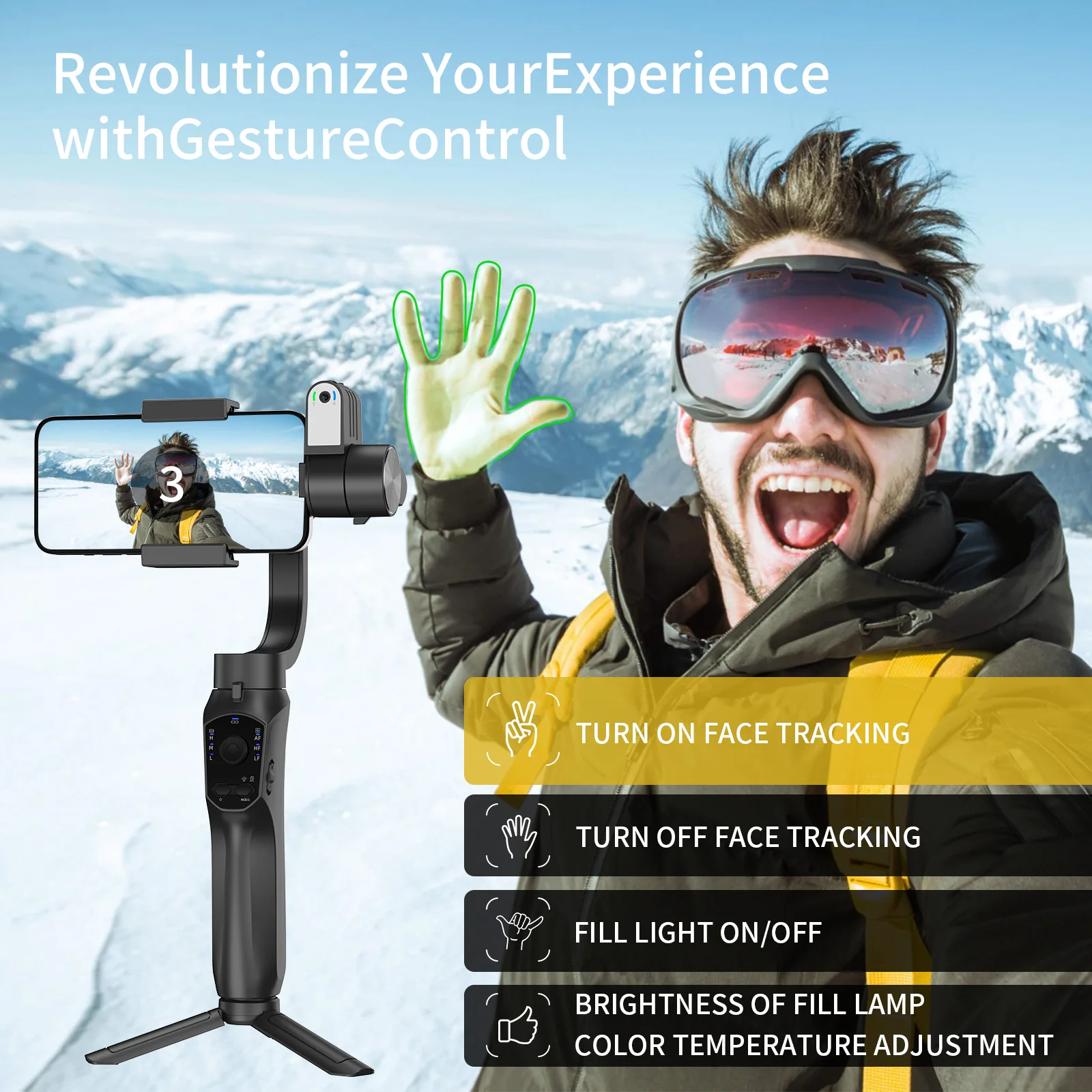 3-осевой Стабилизатор Подвеса Для Смартфона С Датчиком Отслеживания AI И