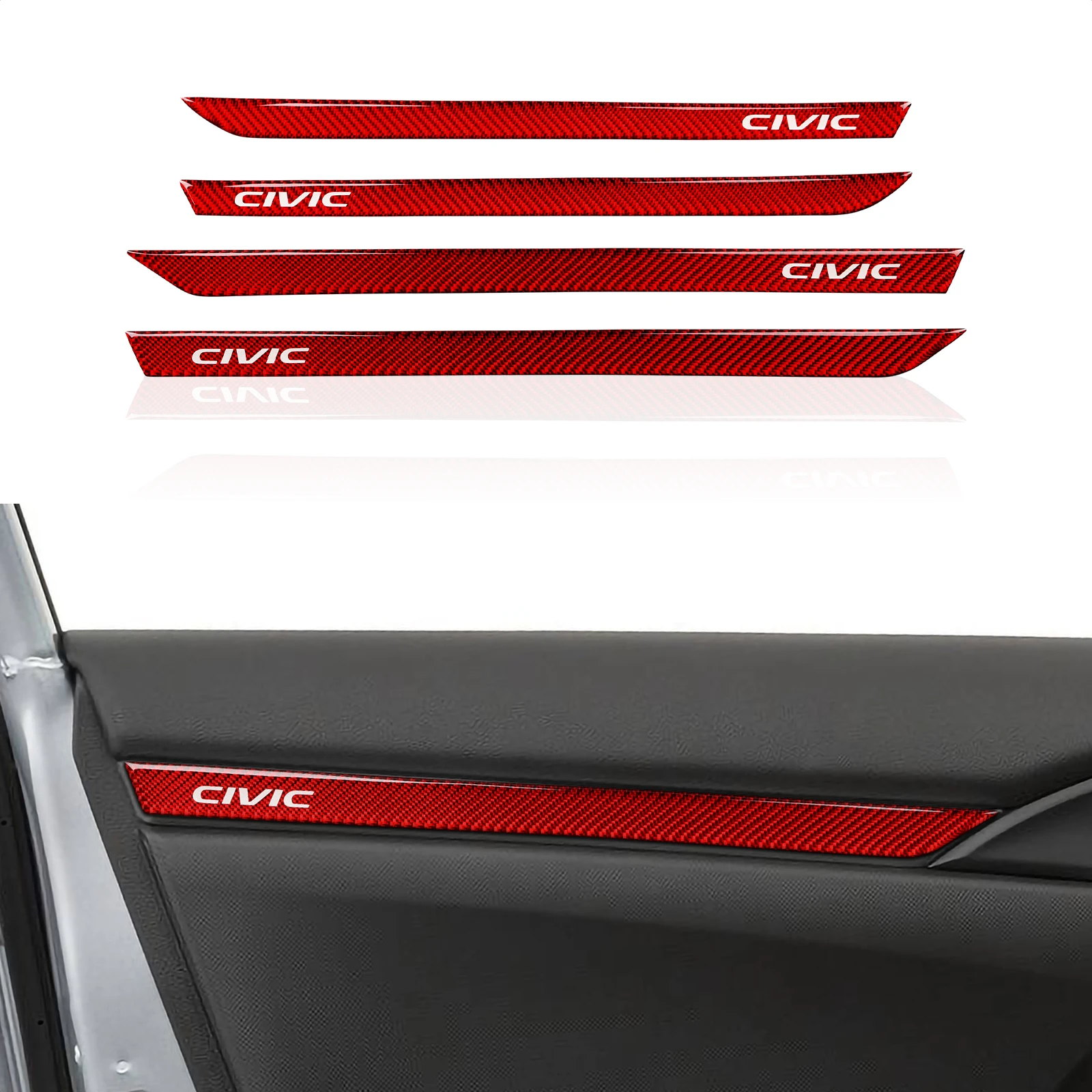 

Наклейки на дверную панель автомобиля, Обложка из углеродного волокна, отделка для 10-го поколения Honda Civic 2016, 2017, 2018, 2019, 2020, 2021, аксессуары