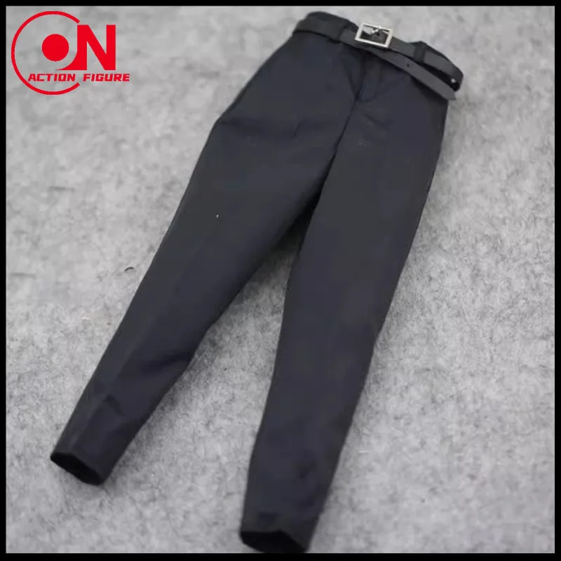 Мужские черные брюки в масштабе 1/6 Костюмные костюм с поясом подходит для 12