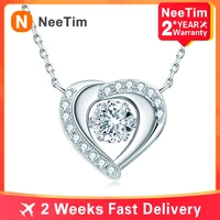 neetim all moissanite necklace pendant 925 sterling silver 0 8 ct d vvs1 heart shaped pendant diamonds with gra neck chain
