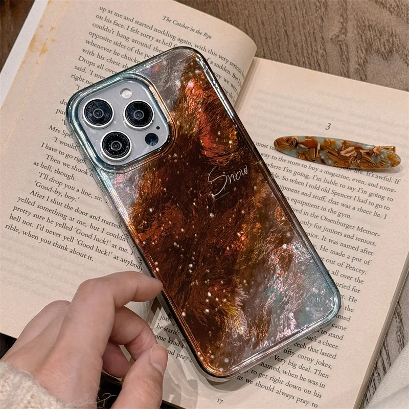 Зимний падающий снежный чехол для телефона iPhone 16 Pro 15 Max модные милые защитные