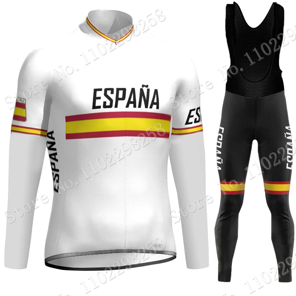 Spanish Team 2022 Cycling Jersey Set Espana Summer Men Long Sleeve Cycling Clothing Road Bike Shirts Suit MTB Maillot Ropa