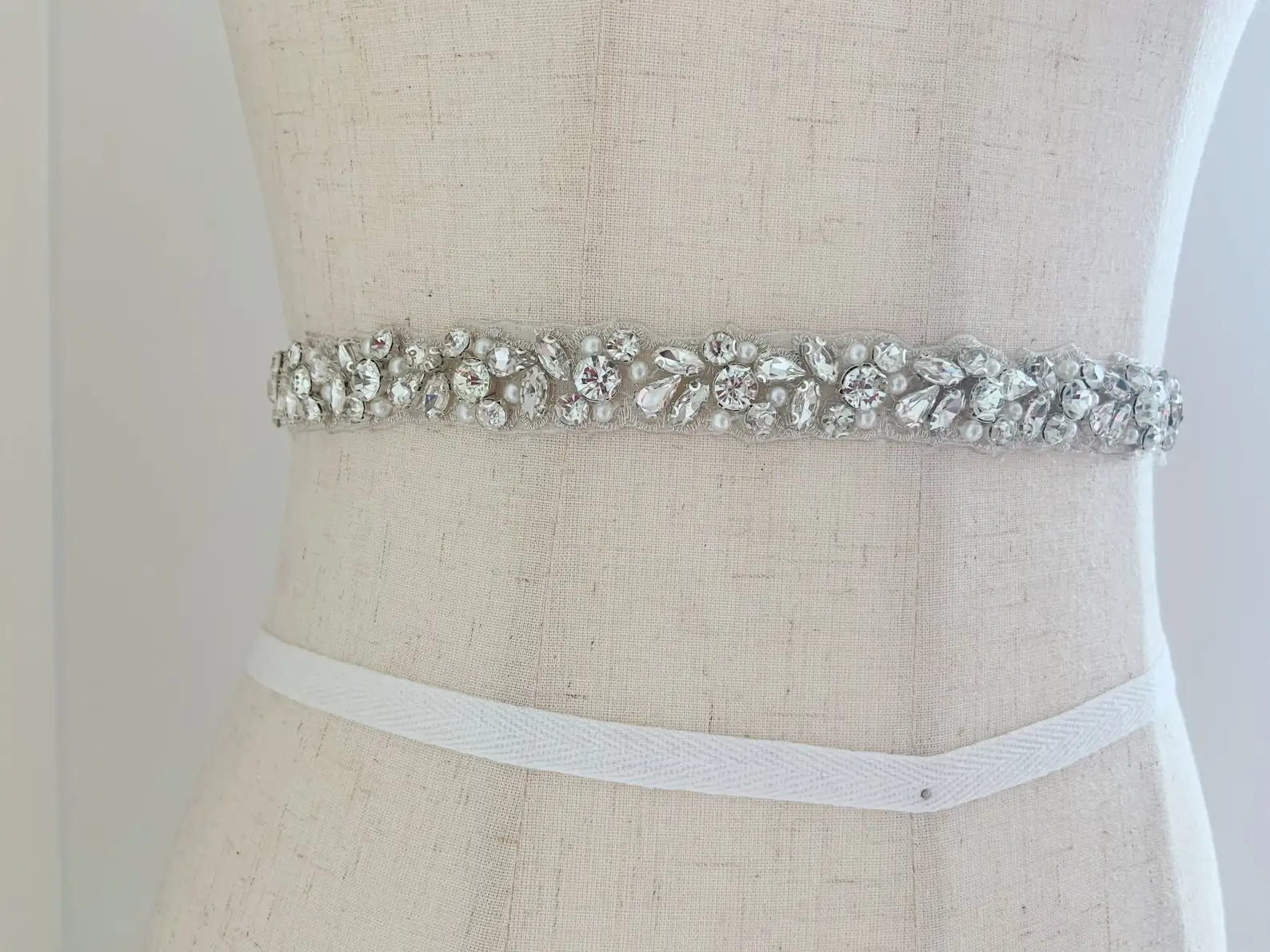 

Rhinestone Sash Belt Trim Crystal Sash Applique Pearls and Rhinestone Bead Sash Wedding Sash Craft Bridal Sash Supplies