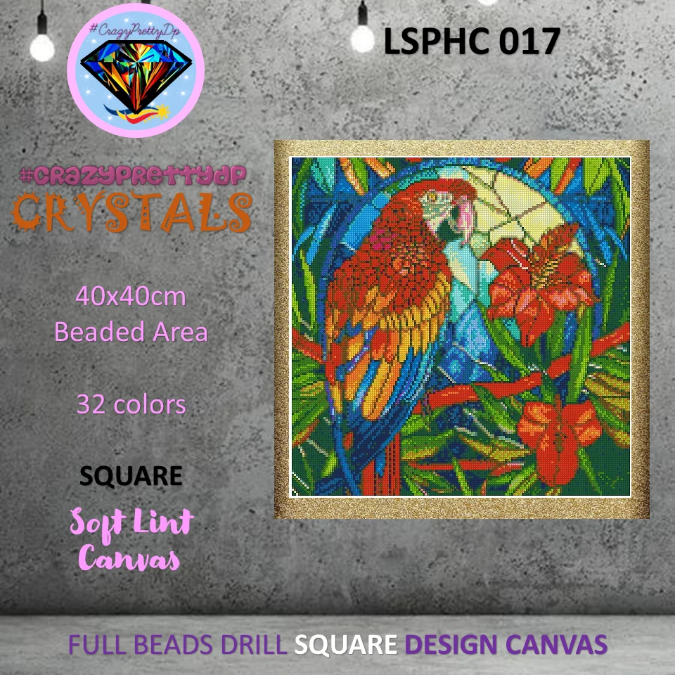 Crazyprettydp алмазная живопись все кристаллы LSPHC 017 попугаи хрустальные стразы декор