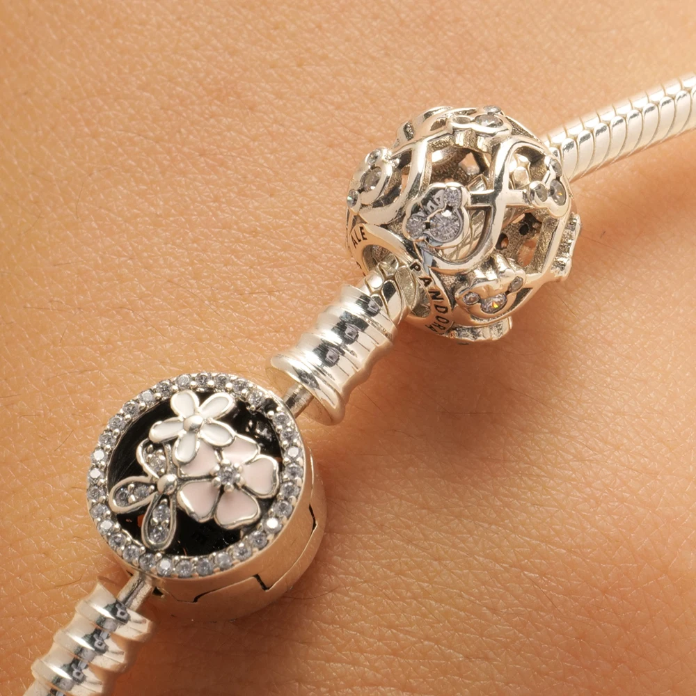 Круглый модный роскошный шарм pearl fit Pandora из серебра 925 пробы в Гонконгском