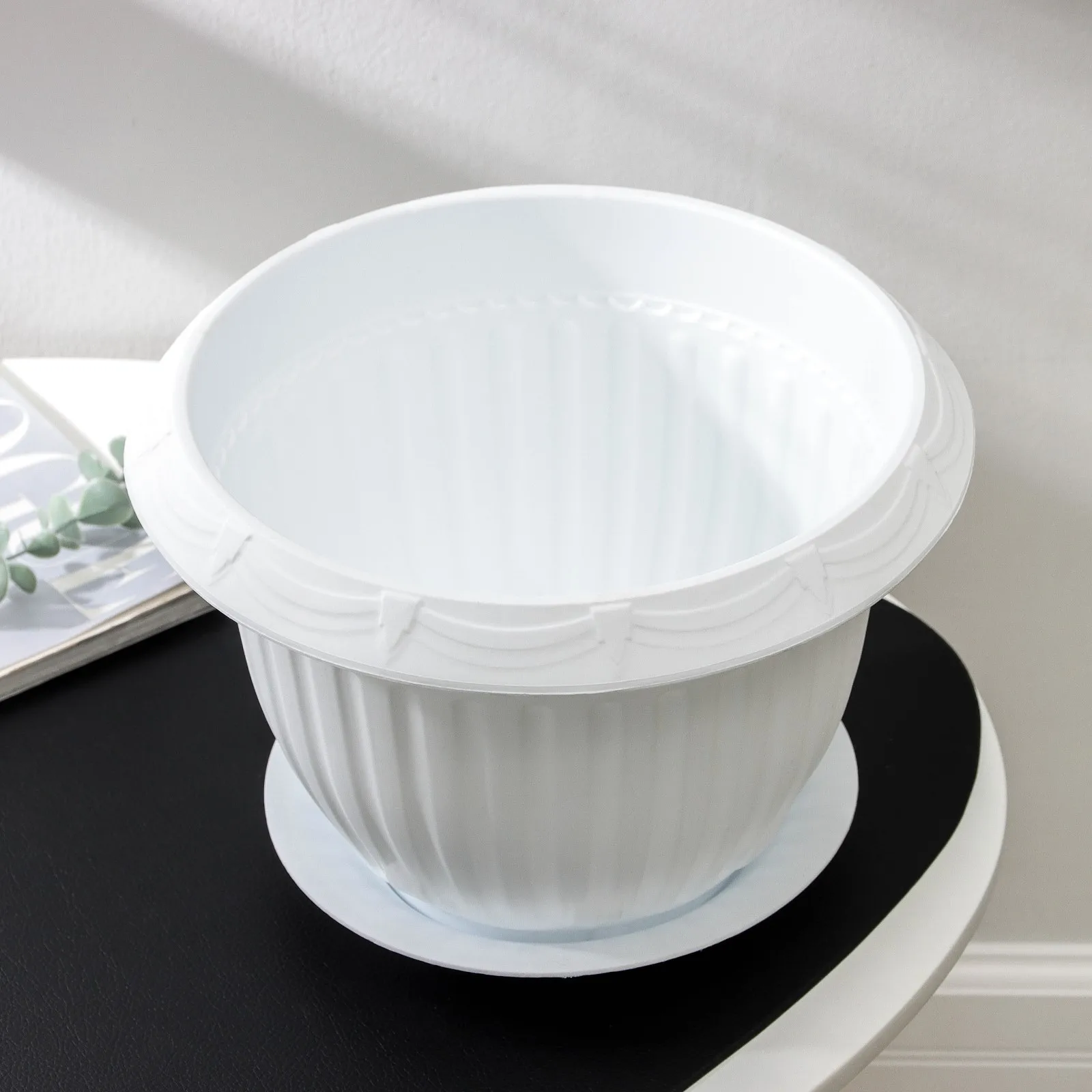 Горшок с поддоном 'Байкал' 6 л цвет белый (комплект из 7 шт)