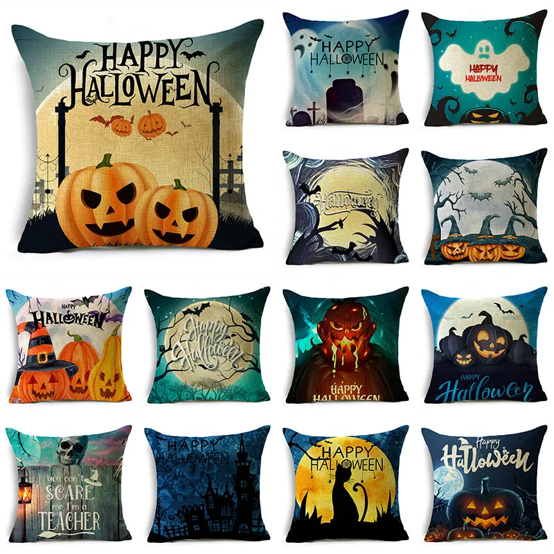 

Halloween Pillow Cover Dark Moon Night Festive Atmosphere Sofa Decoration Waist Pillow Cushion Cover 40*40cm/45*45cm/50*50cm