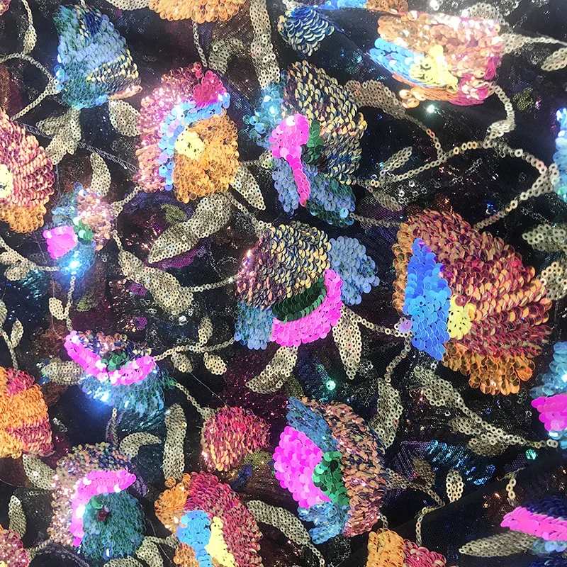 Цветная вышитая Цветочная блестящая ткань свадебный Тюль кружевной материал для