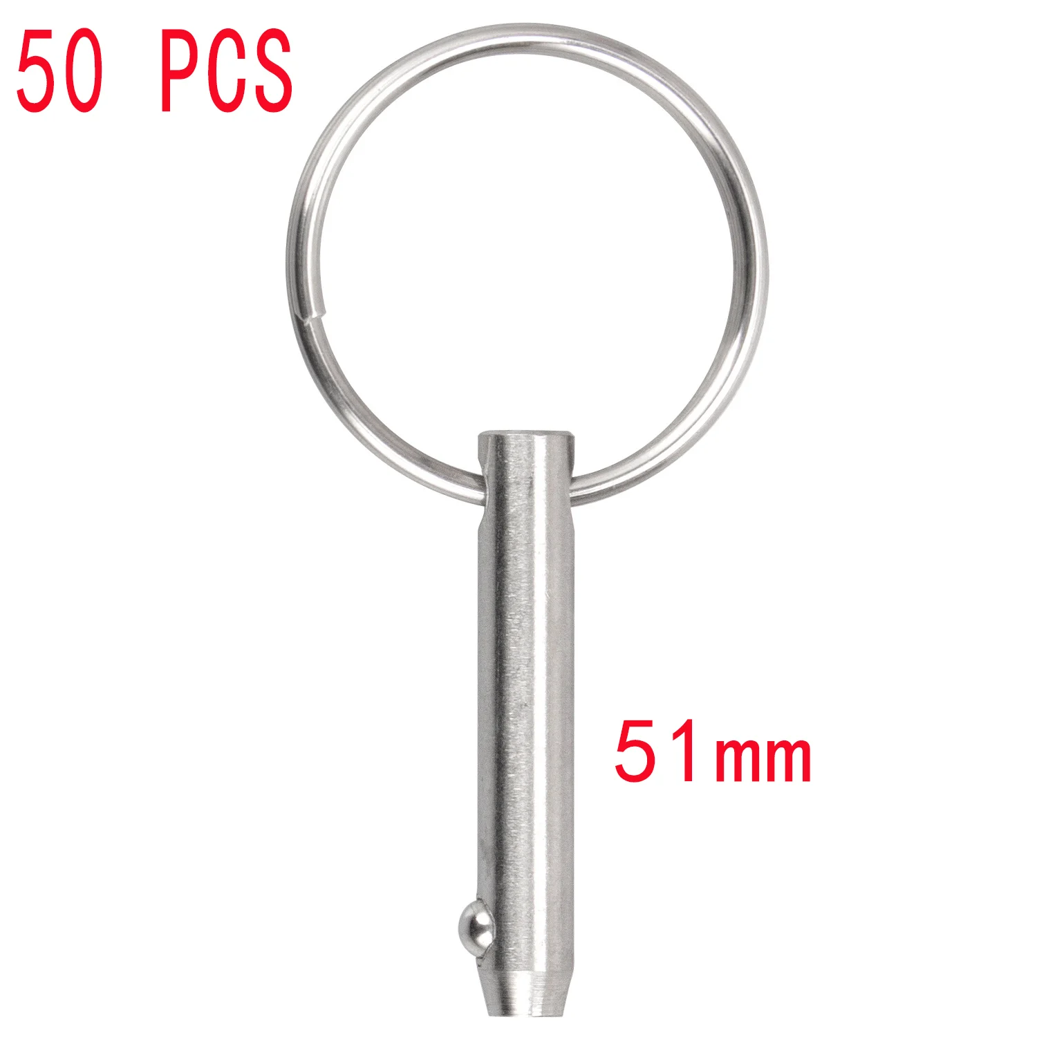 Quick Release Pins, Bimini Top Pins Diameter 0.25 Inch/6.3mm, Total Length 2 Inch/51mm, 316 Stainless Steel (50 Packs)