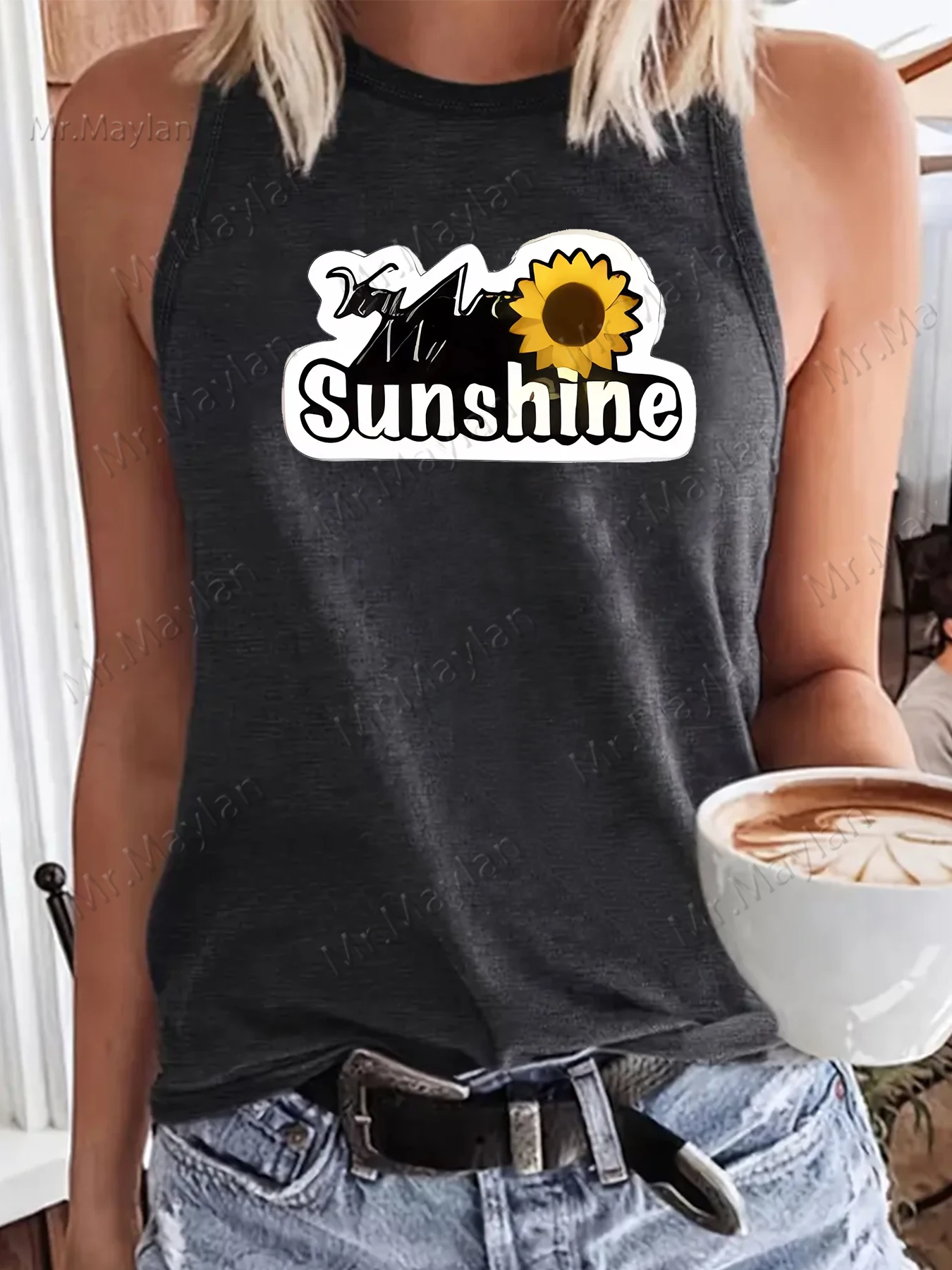 Майка женская с круглым вырезом пикантный Топ для отдыха в стиле Харадзюку майка