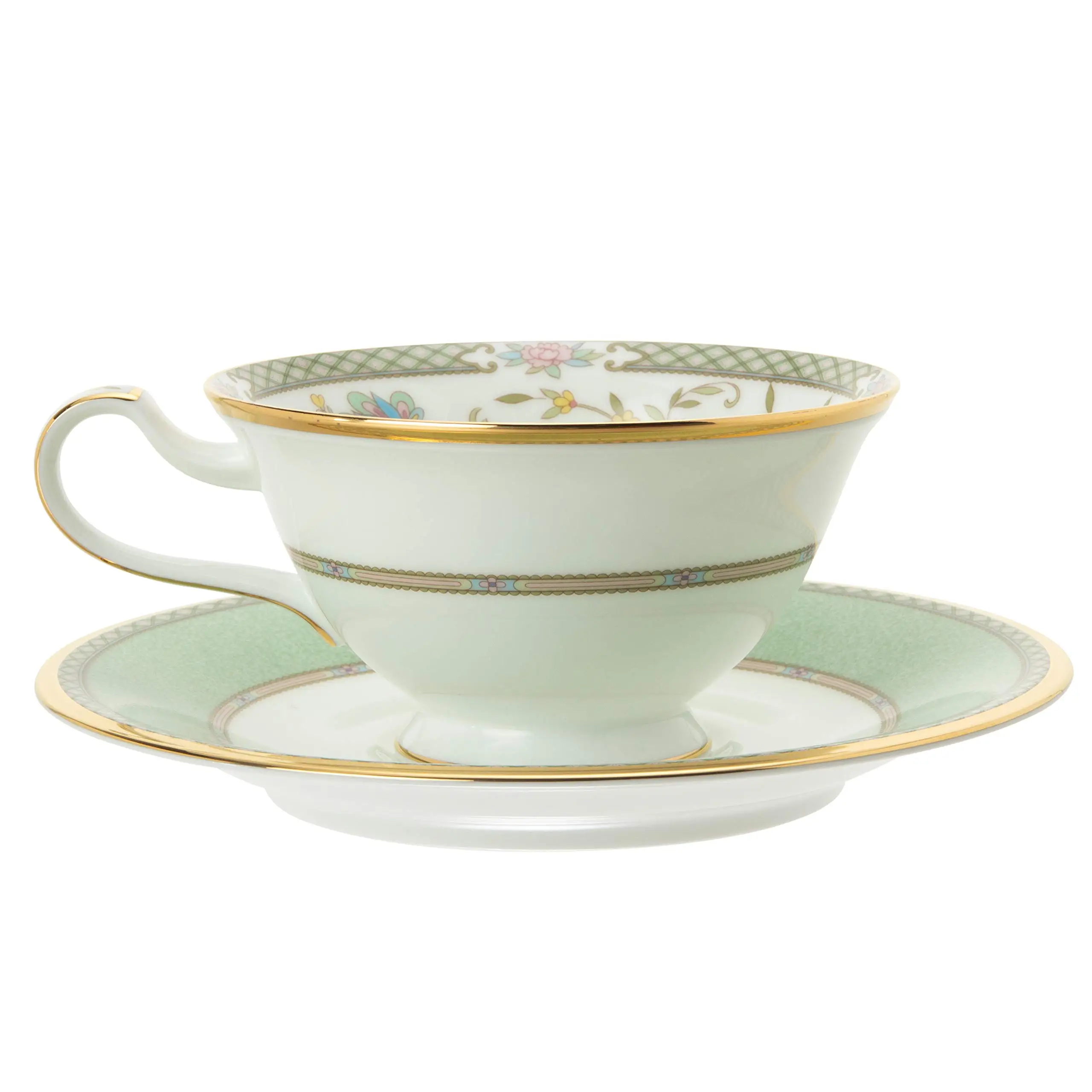 Чашка с блюдцем Noritake 220cc из зеленого костяного фарфора Yoshino и (Кофейно-чайная)