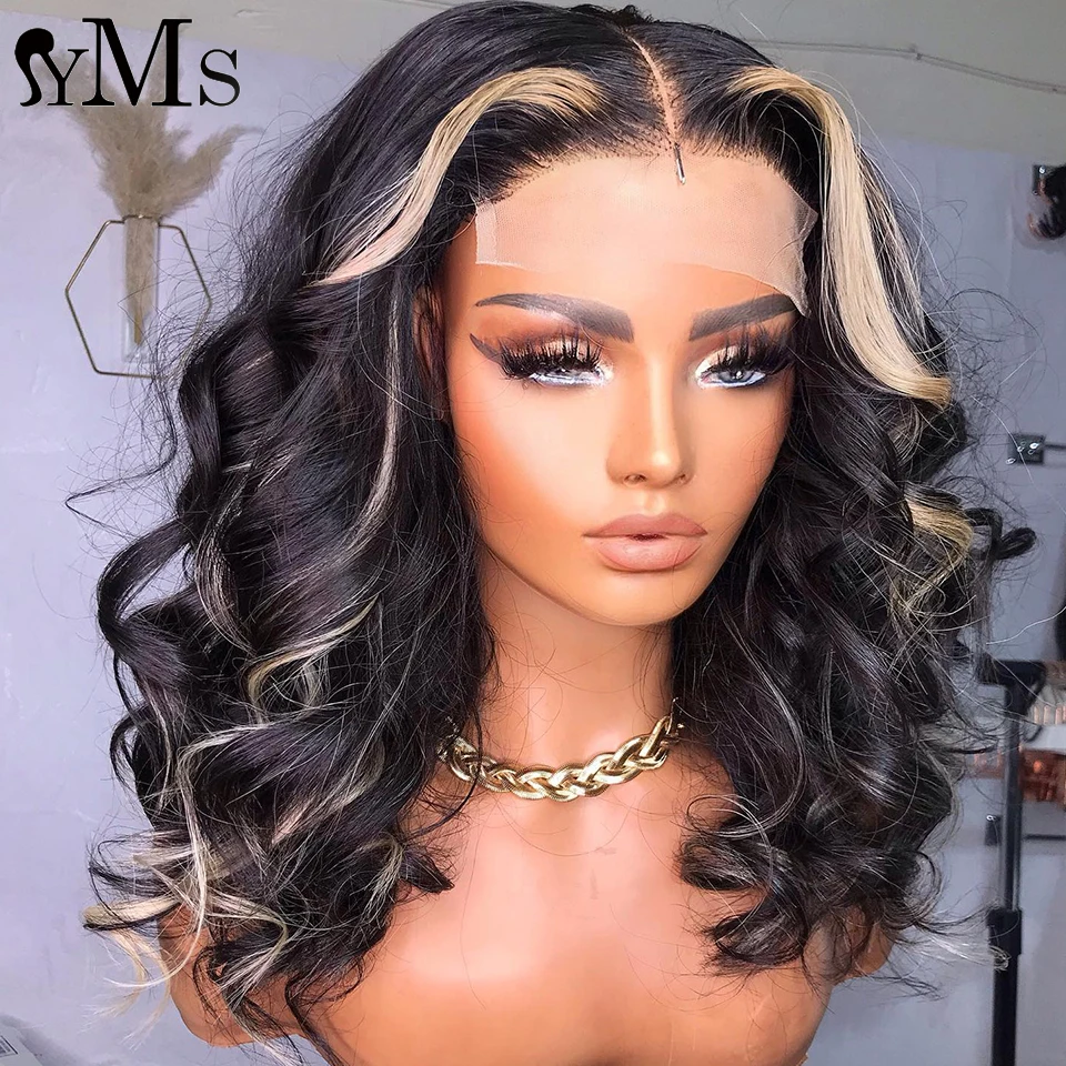 

Short Highlighted #27 Honey Blonde Bob Wig YMS Body Wave 13x4 Lace Frontal Wigs For Woman 13x6 Lace Frontal Human Hair Wigs