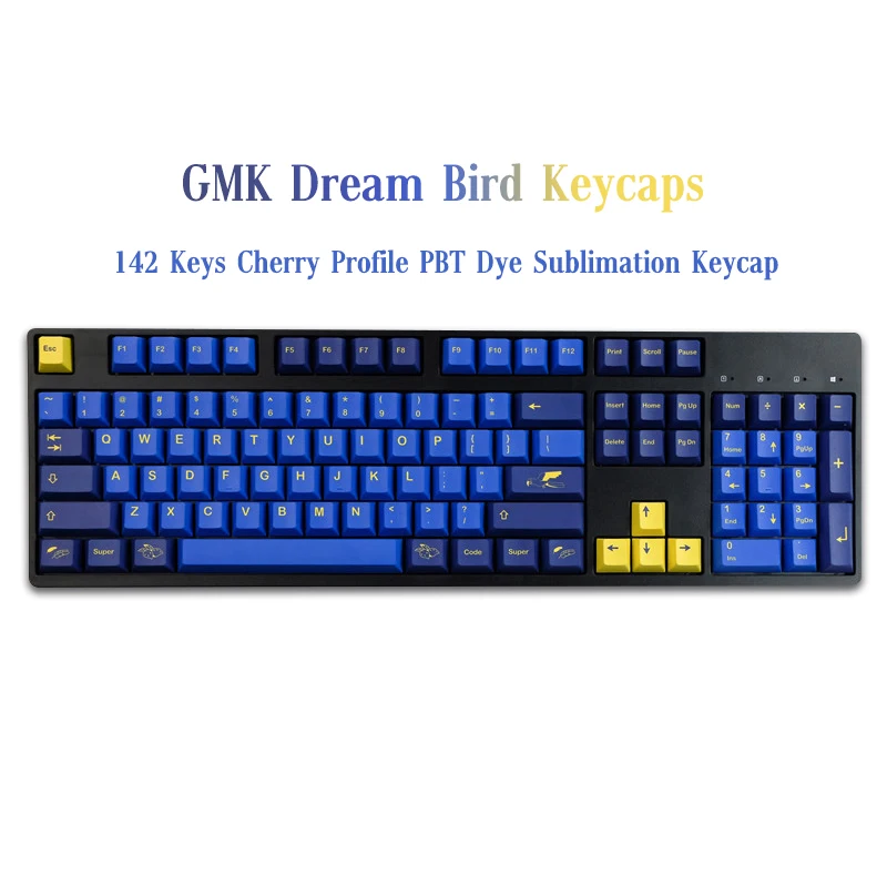 

Механическая клавиатура с подставкой под ключ, 142 клавиш GMK, dreambird, профиль вишни, PBT, для MX Switch GH60 GK64 68 71 84 87 104