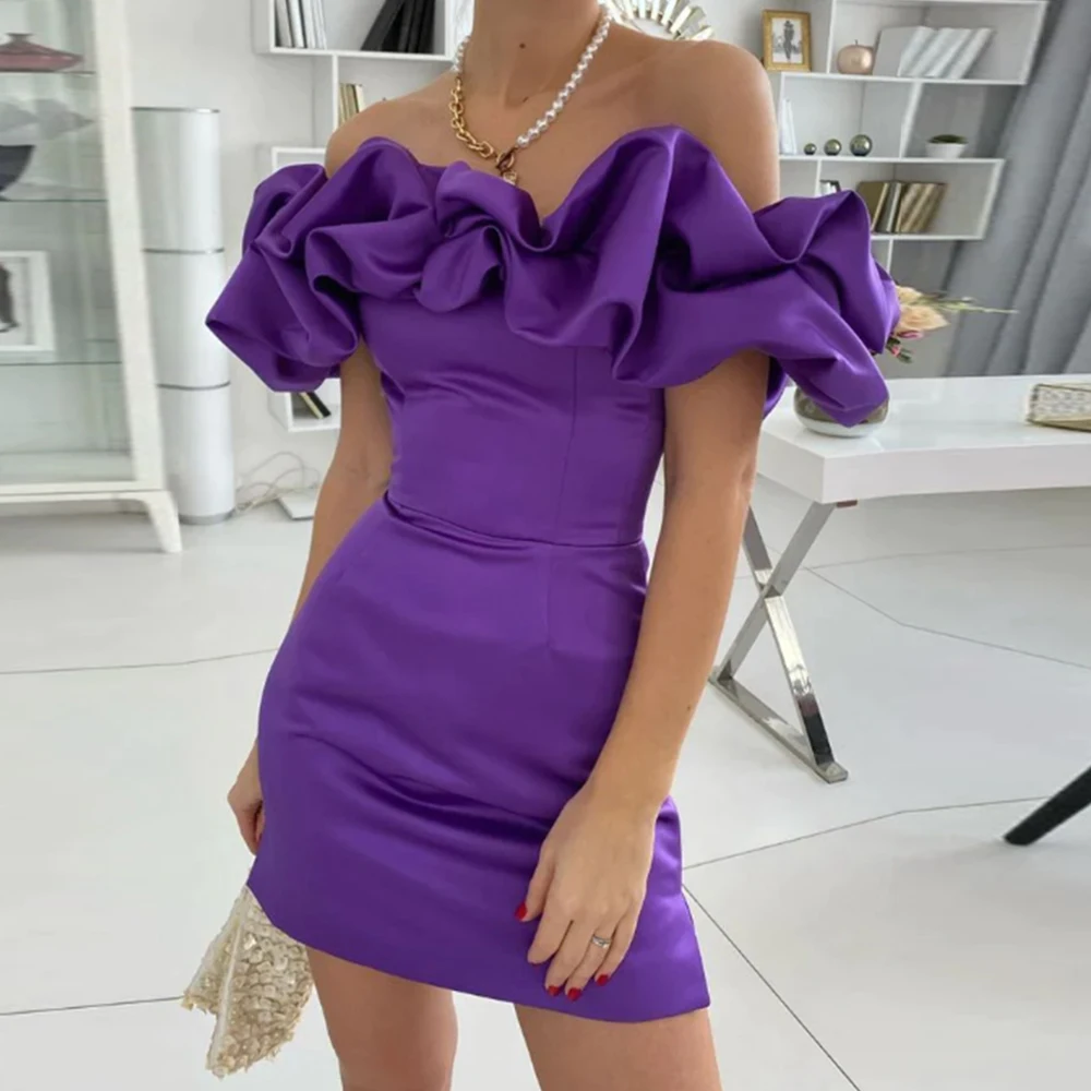 

Женское коктейльное платье с открытыми плечами, с рюшами