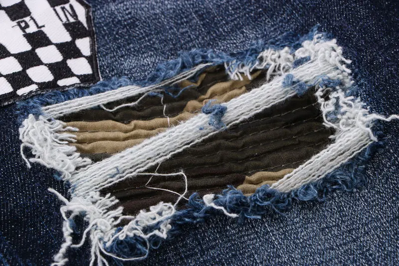 High Street New Trendy Brand Jeans Ripped Patch Straight Print Youth Trousers Fashion Pants Popular Y2K Men'S Pencil Jeans