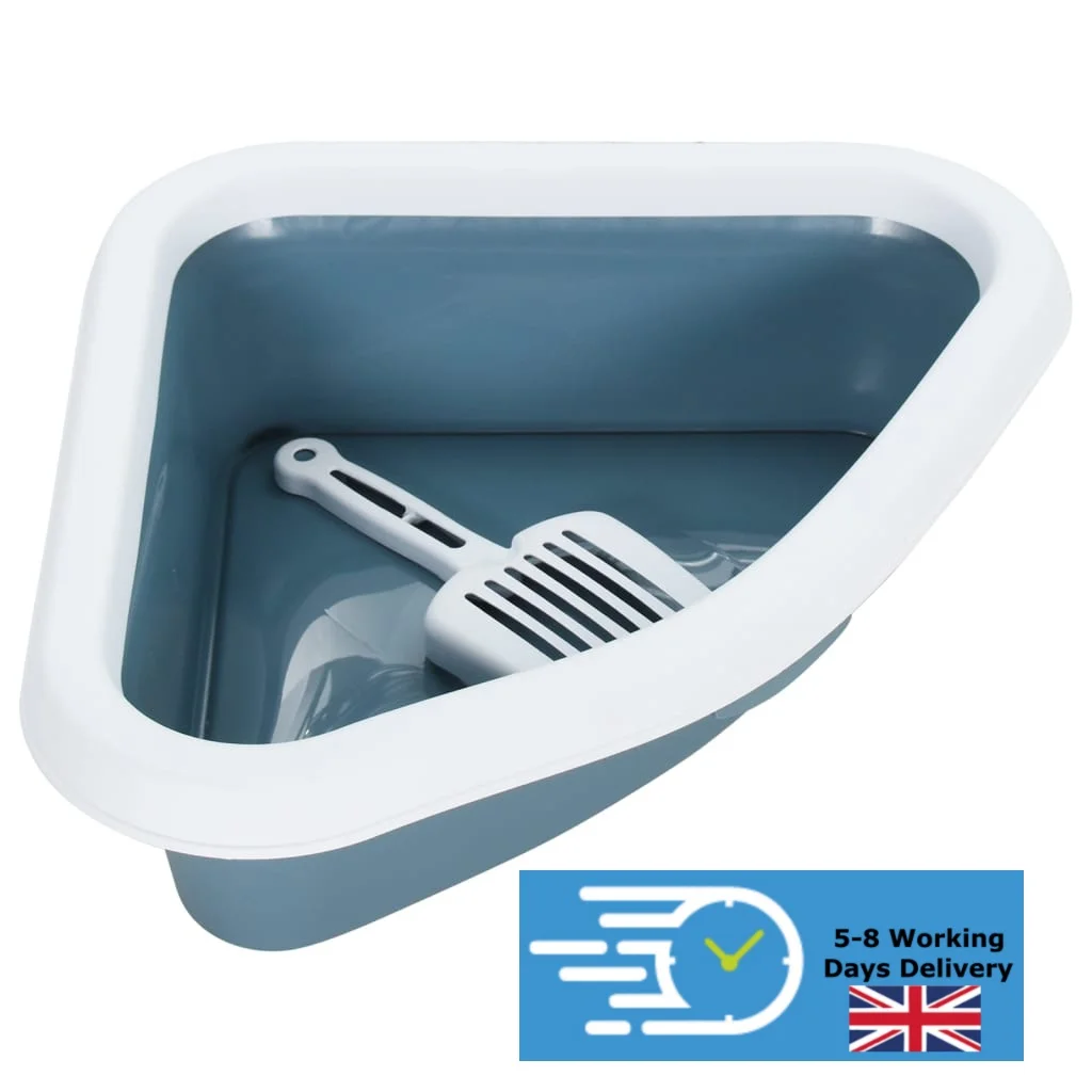 

Cat Litter Tray White and Blue 56x40x14 cm PP, Cat Litter Box Fully Enclosed pet toilets Bathroom Fixture Cat