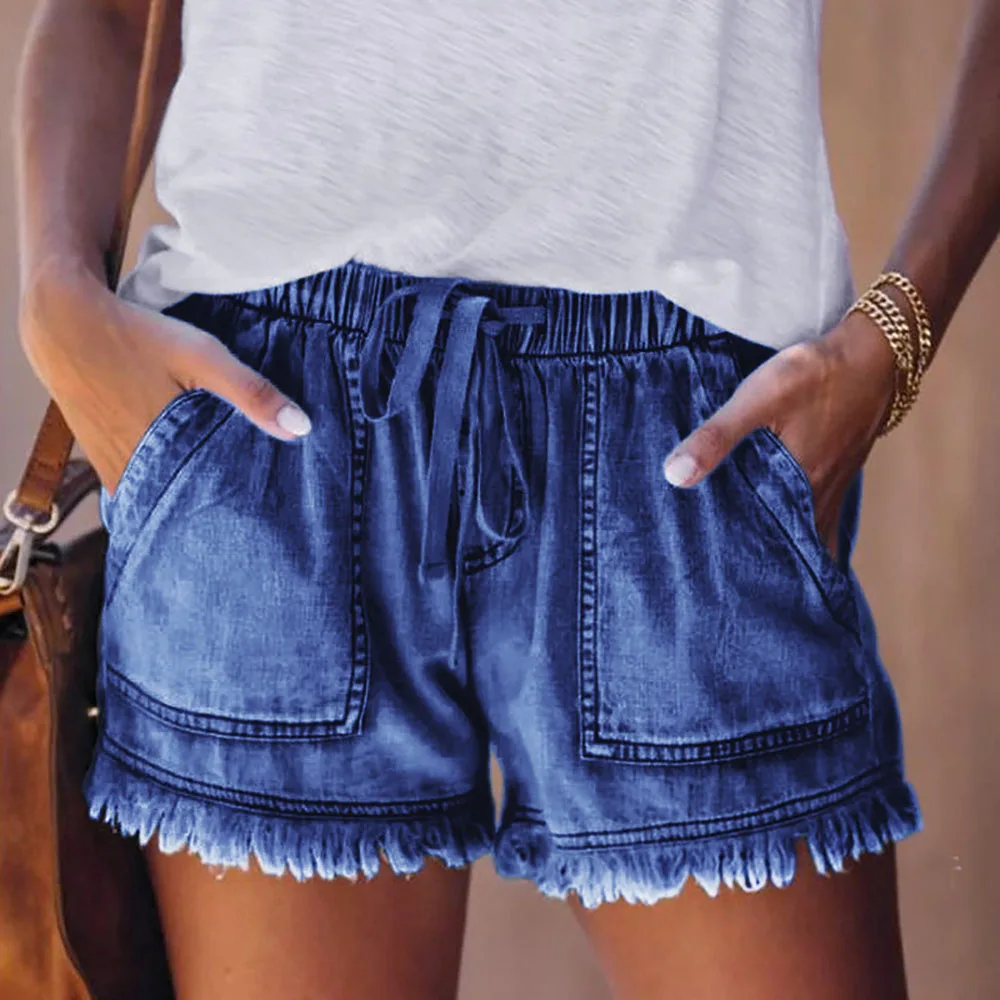 

Summer Women Jeans Shorts High Waist Mini Solid Tassel Casual Denim Shorts For Women Casual Elegant Female Summer Streetwear