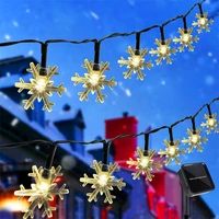 solar fairy string lights 36 ft 60 led 8 modes solar snowflake waterproof christmas lamp for outdoor holiday party yard decor