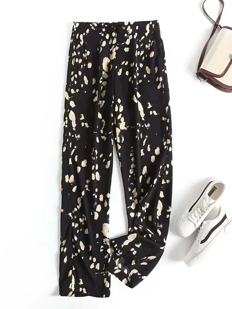 

KLKXMYT TRAF Print Casual Pants for Women Boho Women Pants High Waist Vintage Y2K Woman Trousers Autumn Woman Pants