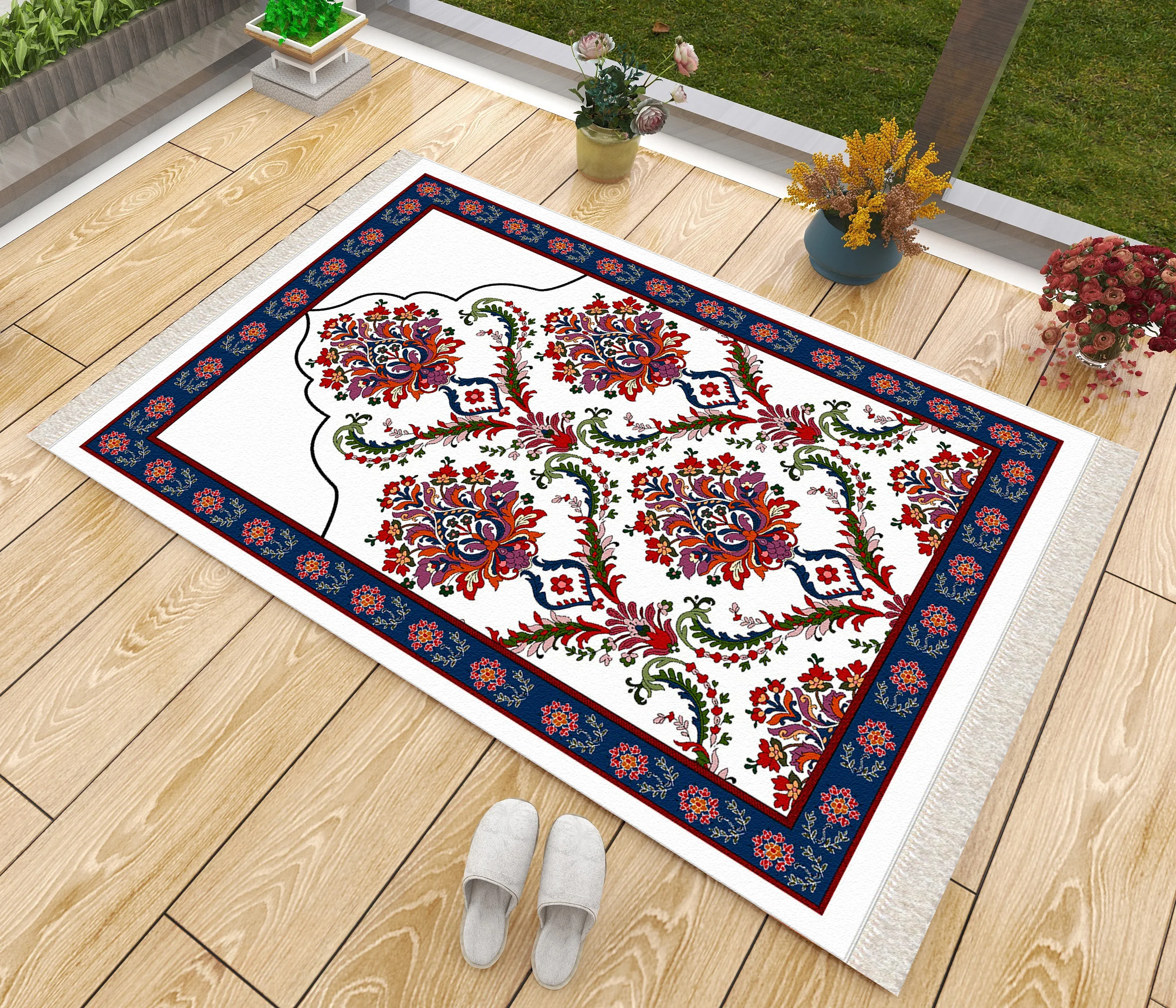 

Luxury Thick Prayer Rug Tulip Tile Colourful Turkish Muslim Eid Ramadan Soft Islamic Gift Janamaz Sejadah Mats Praying Carpet