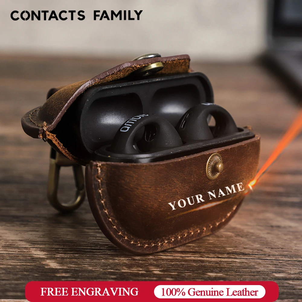 

Luxury Genuine Leather Case for Sony Ambie Sound Earcuffs Shockproof Cover For Sony Earbuds Earphone Charging Box Retro Case