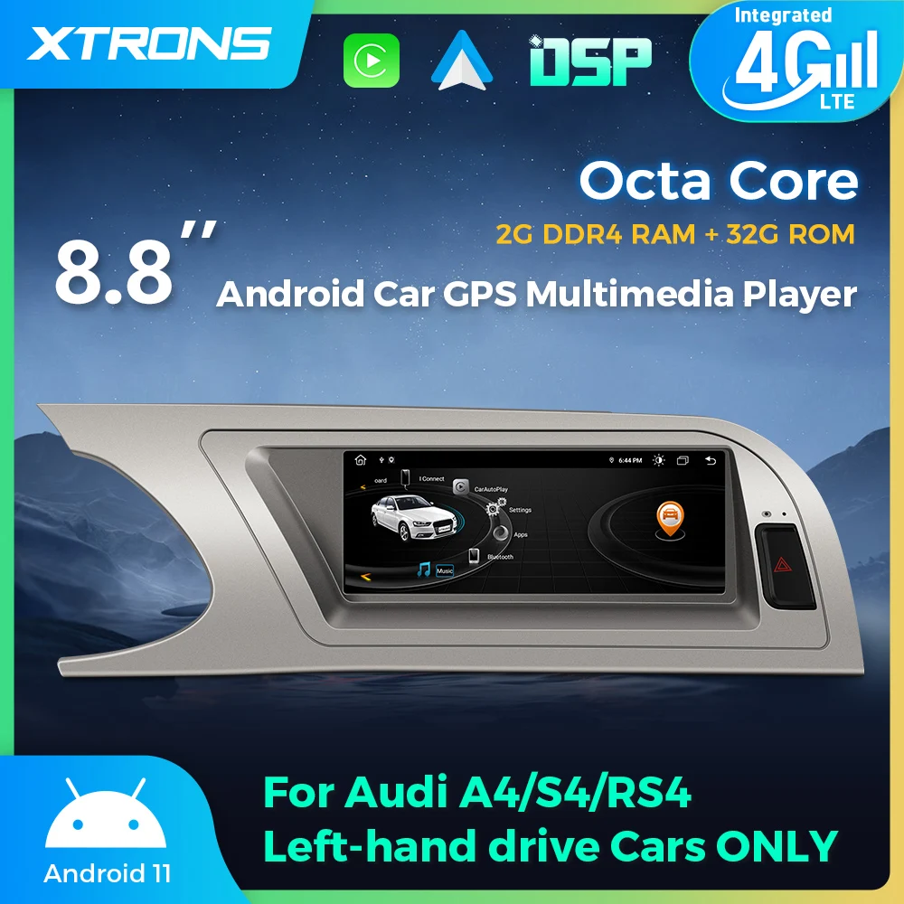 Автомобильный мультимедийный плеер XTRONS 8 дюймов Android 12 Восьмиядерный процессор 2 +